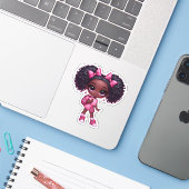 Een cheer teamlid - roze sticker (Laptop met iPhone)