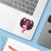 Een cheer teamlid - roze sticker (Laptop met iPhone)