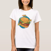 Een Cheesburger planeet met een pizza raket T-shirt (Voorkant)