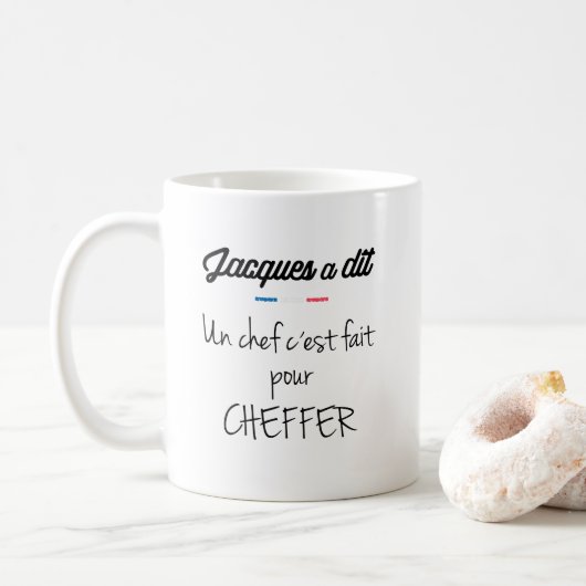 Een chef is klaar om te chillen koffiemok (Met donut)