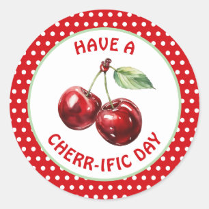 Een Cherr=-ific dag Schattigee Cherry Goede Dag Ronde Sticker