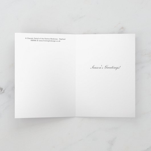 Een Cherubijn, detail van de Sixtijnse Madonna - R Feestdagen Kaart (Binnen)