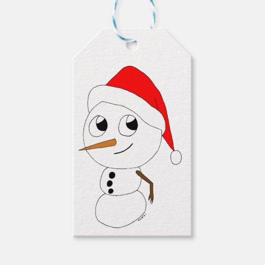 een chibi-sneeuwman cadeaulabel (Voorkant)