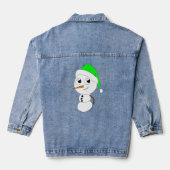 een chibi-sneeuwman denim jacket (Achterkant)
