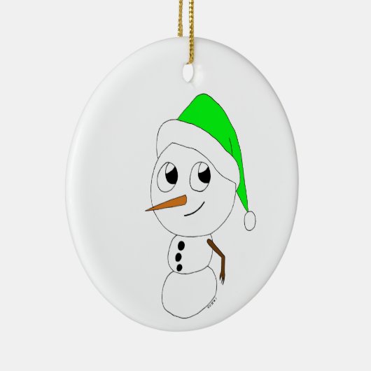 een chibi-sneeuwman    keramisch ornament (Rechts)