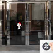 een chibi-sneeuwman raamsticker (Kantoordeur)