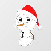 een chibi-sneeuwman raamsticker (Vel)