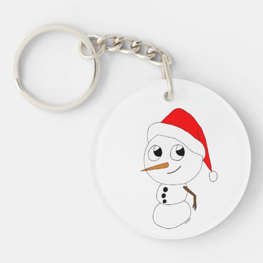 een chibi-sneeuwman sleutelhanger (Voorkant)
