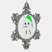 een chibi-sneeuwman tin sneeuwvlok ornament (Links)