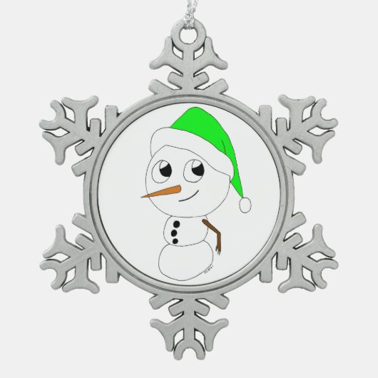 een chibi-sneeuwman tin sneeuwvlok ornament (Voorkant)