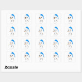 een chibi-sneeuwman vierkante sticker (Vel)