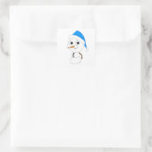 een chibi-sneeuwman vierkante sticker (Tas)