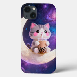 Een chibi-stijl kat met roze wangen hoesje
