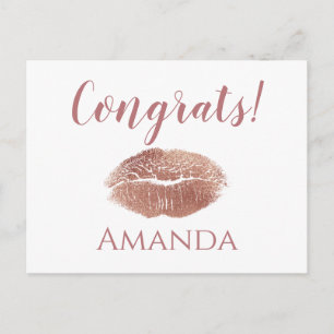 Een chic en vrouwelijk lippenstiftprint gefelicite briefkaart