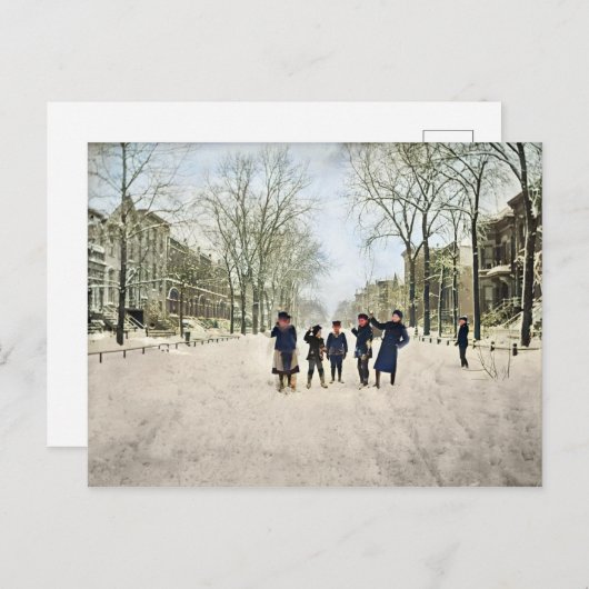 EEN CHICAGO WINTER LINCOLN PARK 1897 KINDEREN KLEU BRIEFKAART (Voorkant / Achterkant)