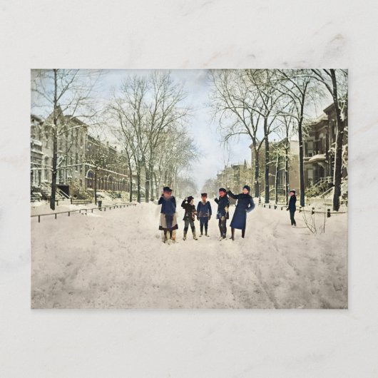 EEN CHICAGO WINTER LINCOLN PARK 1897 KINDEREN KLEU BRIEFKAART (Voorkant)