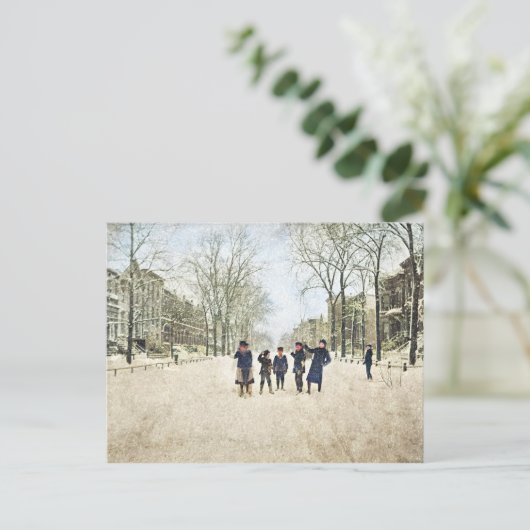 EEN CHICAGO WINTER LINCOLN PARK 1897 KINDEREN KLEU BRIEFKAART (Staand voorkant)