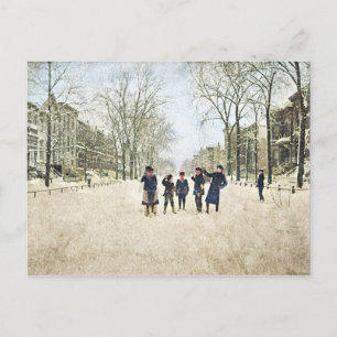 EEN CHICAGO WINTER LINCOLN PARK 1897 KINDEREN KLEU BRIEFKAART