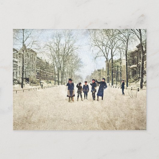 EEN CHICAGO WINTER LINCOLN PARK 1897 KINDEREN KLEU BRIEFKAART (Voorkant)