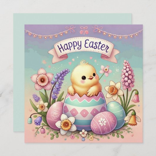 Een chicky Pasen Kaart (Voorkant / Achterkant)