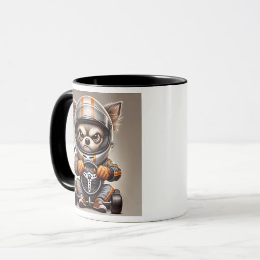 Een chihuahua-hond die alles wil scheuren. mok (Voorkant links)