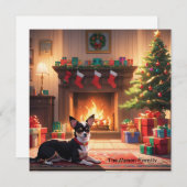 Een Chihuahua met een kerstboom en open haard Feestdagenkaart (Voorkant / Achterkant)