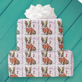 Een chihuahua op een Valentijnsdag kaart, Cadeaupapier