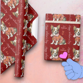 Een chihuahua op een Valentijnsdag kaart, Cadeaupapier