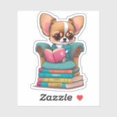 Een Chihuahua puppy die een boek leest Sticker (Vel)