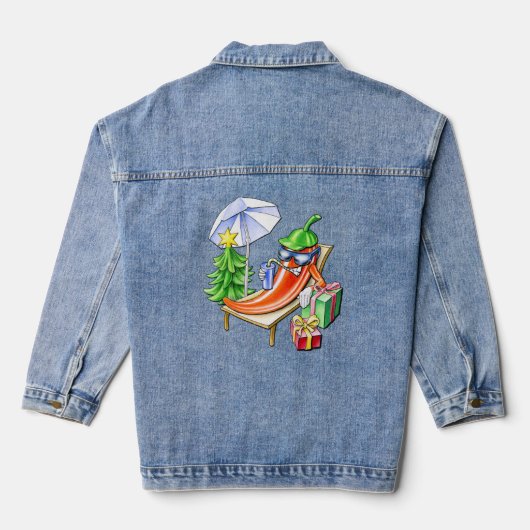Een chili kerst op het strand denim jacket (Achterkant)