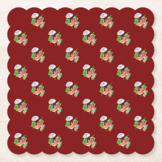 Een chili kerst op het strand kartonnen onderzetters