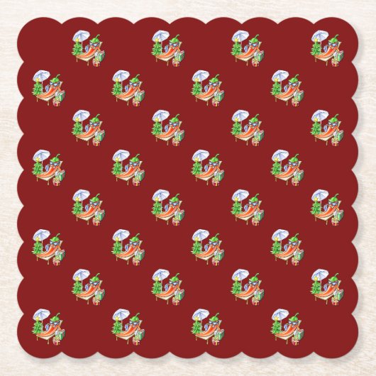 Een chili kerst op het strand kartonnen onderzetters (Voorkant)