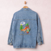 Een chili vrolijke kerst onder zonnescherm en boom denim jacket (Hangar)