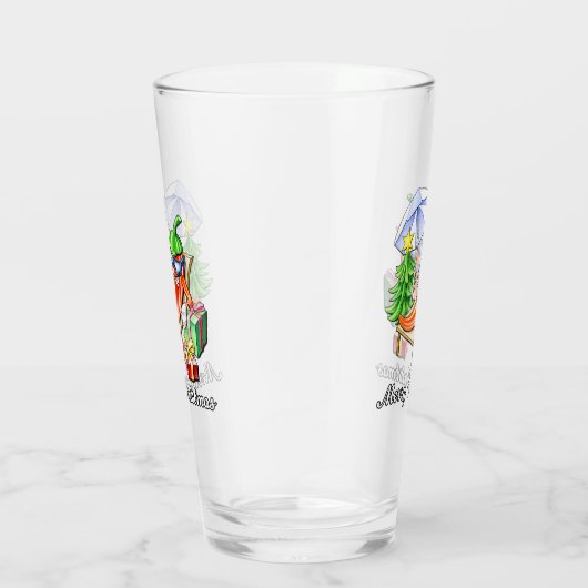 Een chili vrolijke kerst onder zonnescherm en boom glas (Rechts)