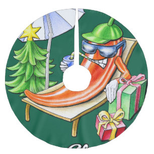 Een chili vrolijke kerst onder zonnescherm en boom kerstboom rok