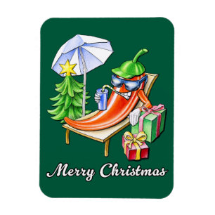 Een chili vrolijke kerst onder zonnescherm en boom magneet