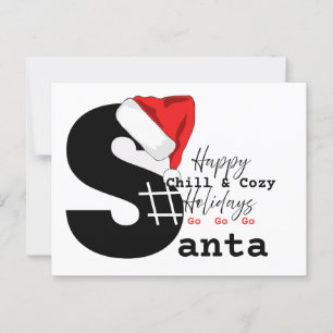Een Chill & Cosy Santa op een strand & spel letter Briefkaart