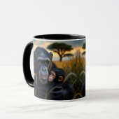 Een chimpansee en zijn baby. mok (Voorkant links)