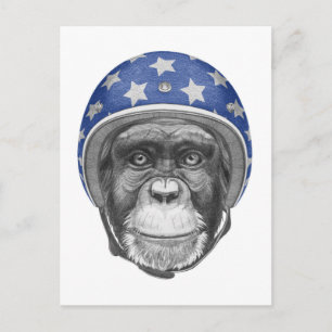 Een chimpansee-motorfietser briefkaart