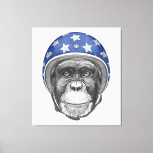 Een chimpansee-motorfietser canvas afdruk