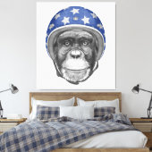 Een chimpansee-motorfietser canvas afdruk (Insitu (Slaapkamer))