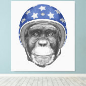 Een chimpansee-motorfietser canvas afdruk (Insitu (Houten vloer))