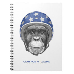 Een chimpansee-motorfietser   Jouw namen toevoegen Notitieboek