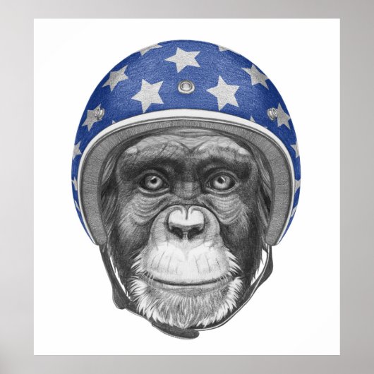 Een chimpansee-motorfietser poster (Voorkant)