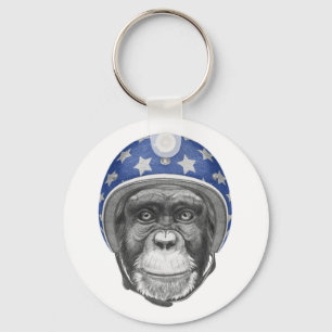 Een chimpansee-motorfietser sleutelhanger