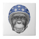 Een chimpansee-motorfietser tegeltje (Voorkant)