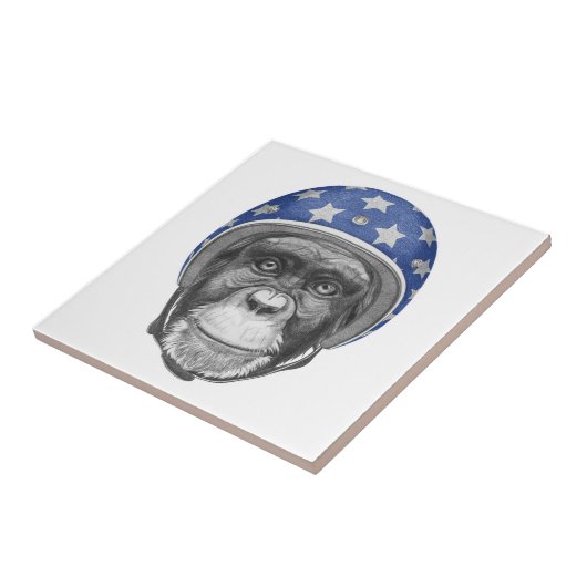 Een chimpansee-motorfietser tegeltje (Zijkant)