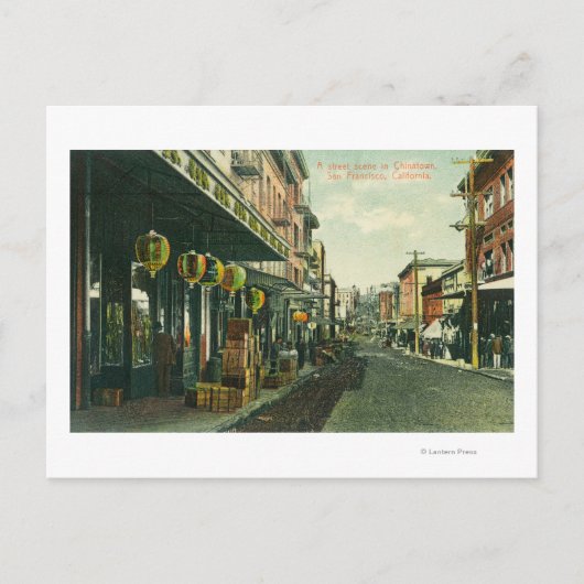 Een Chinatown Street Scene Briefkaart (Voorkant)