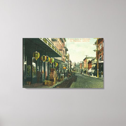 Een Chinatown Street Scene Canvas Afdruk (Voorkant)
