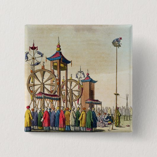 Een Chinees circus, illustratie van Le Costume An Vierkante Button 5,1 Cm (Voorkant)